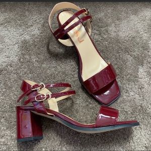 FSJ Women open toe mid chunky heel strap sandals